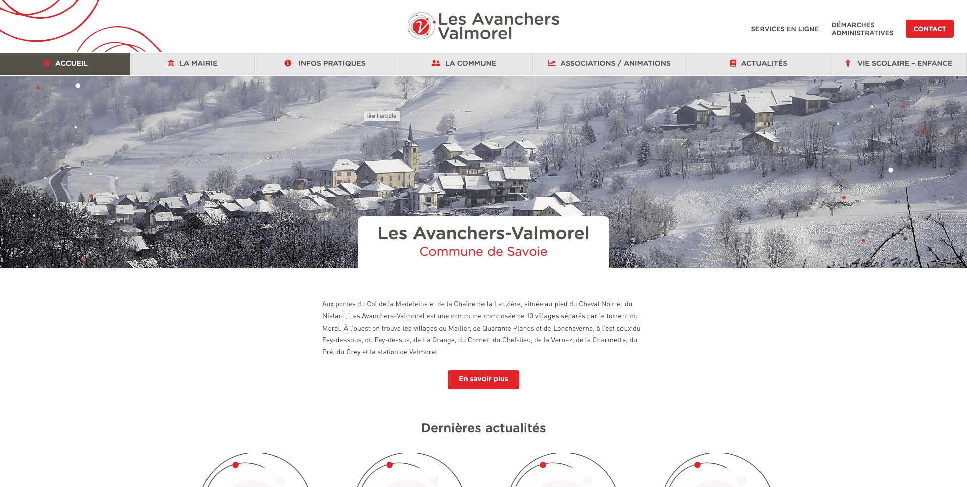 Site internet wordpress de la commune Les avanchers-valmorel en Savoie