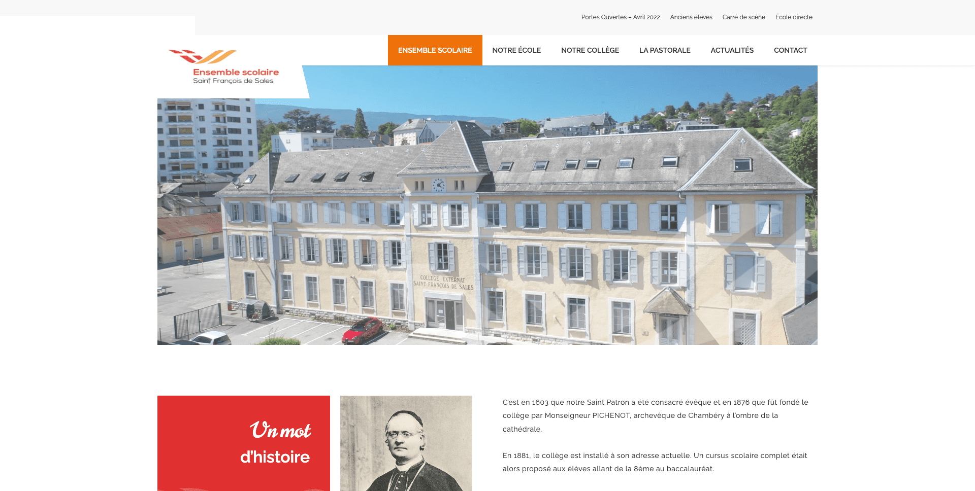 Site internet d'un collège à Chambéry