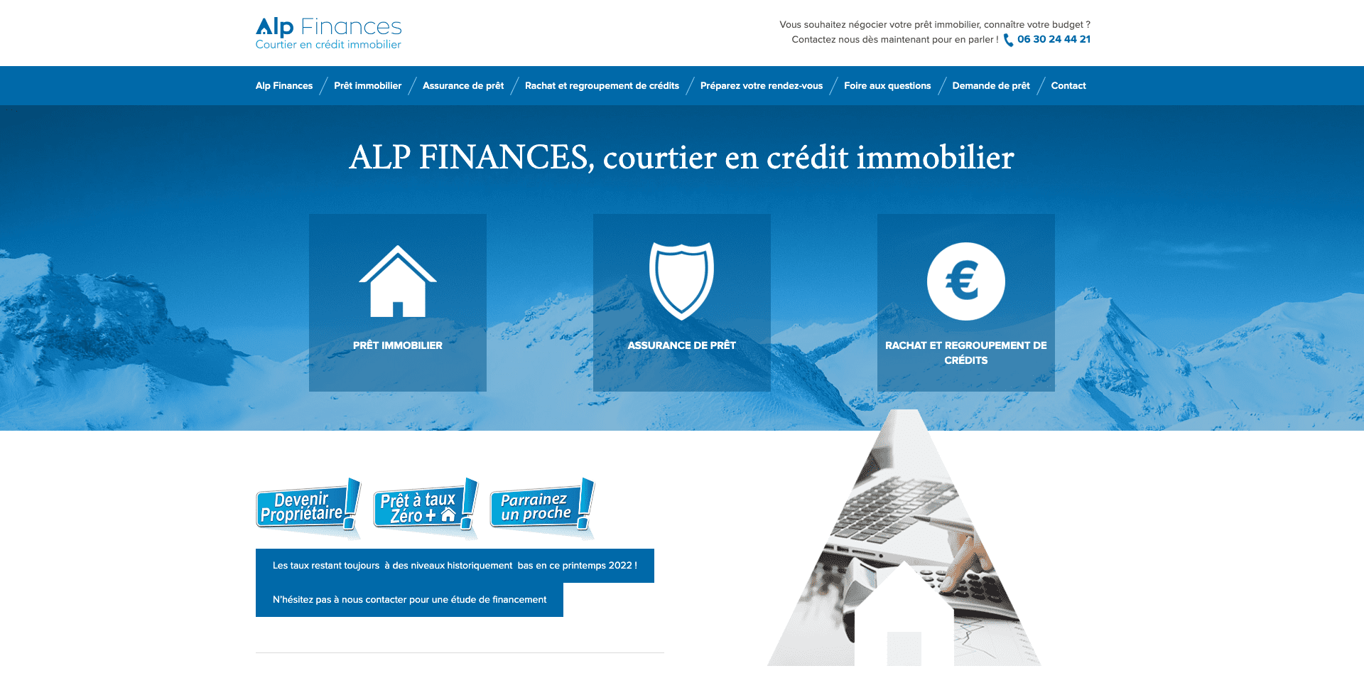 Site internet Alp Finances courtier en crédit immobilier