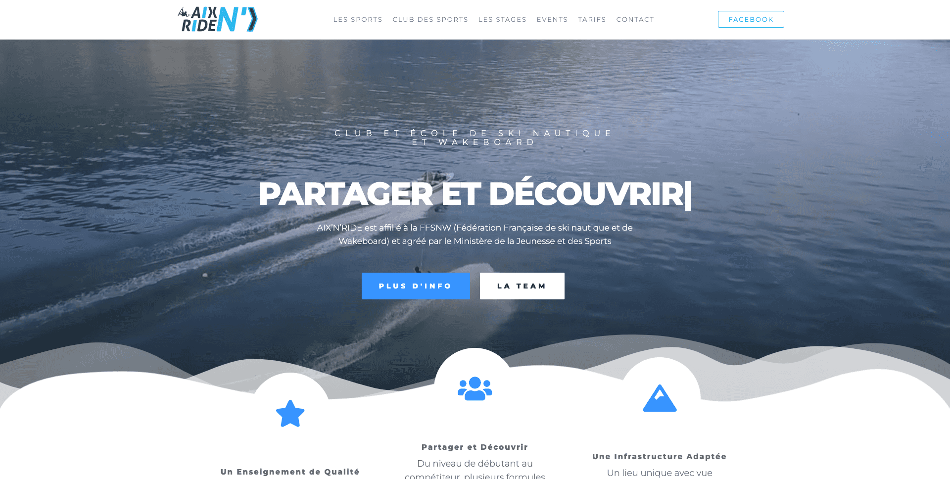 Site web Aix n'ride club et ecole de ski nautique et wakeboard