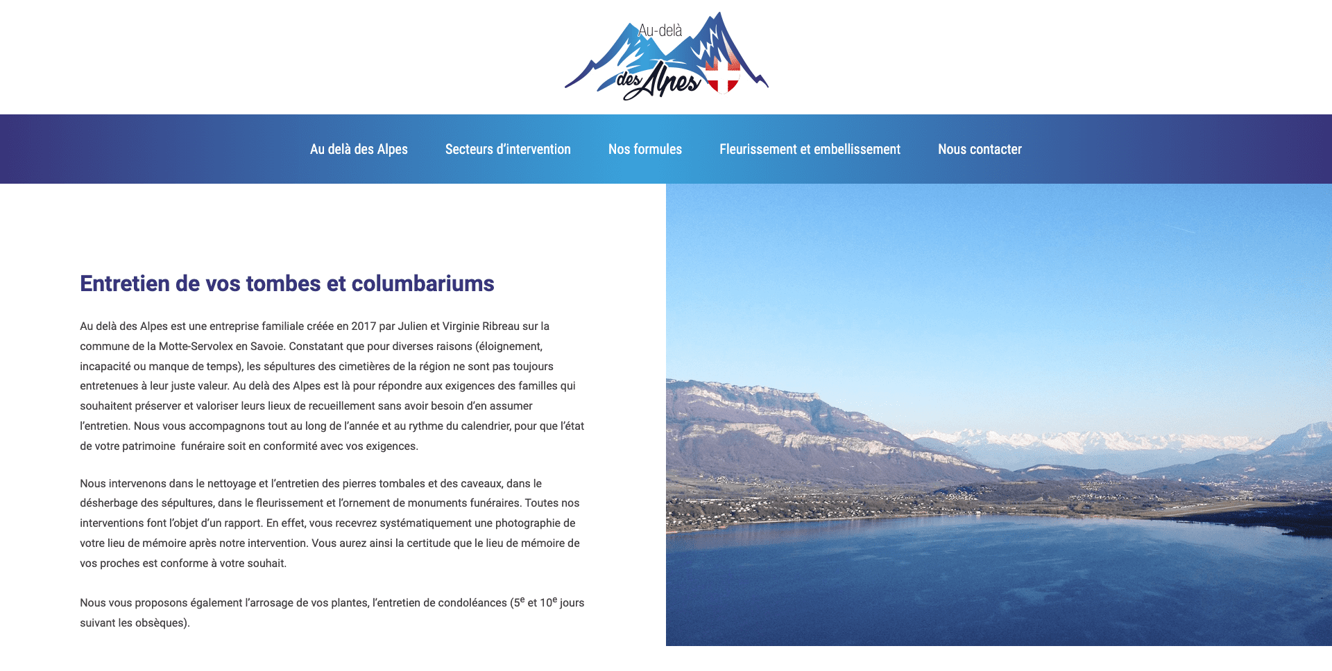 Site web Au-delà des Alpes entretien de vos tombes et columbariums à Chambéry