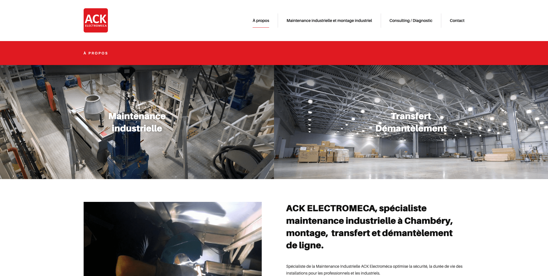 Site internet ACK spécialiste maintenance industrielle à Chambéry