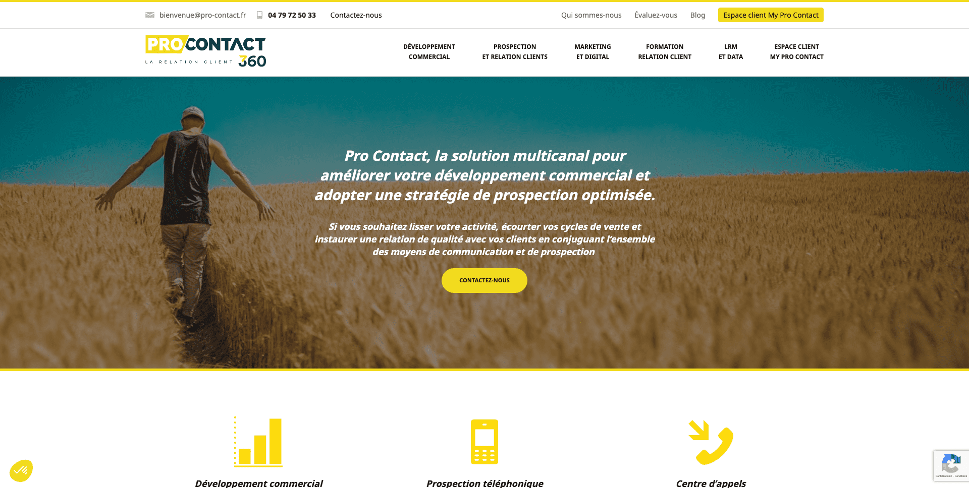 Création site internet >Pro contact service commerciale et marketing en Savoie