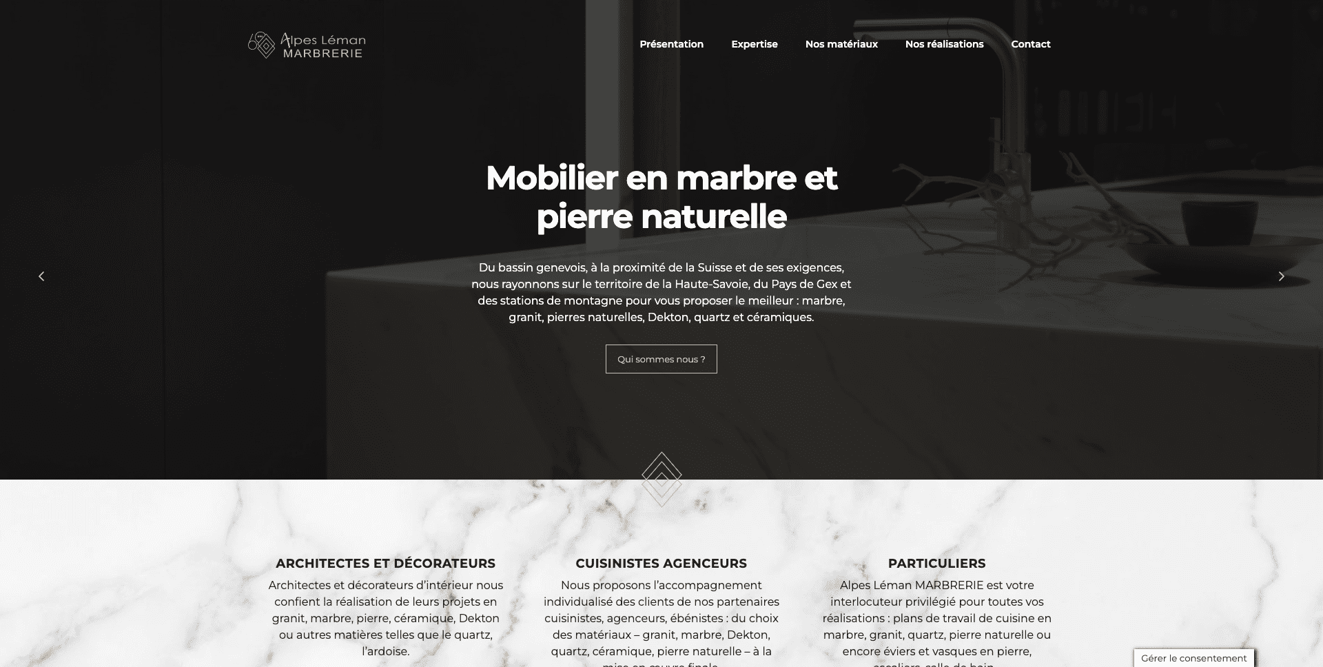 Création d'un site d'architecte en marbre en Savoie