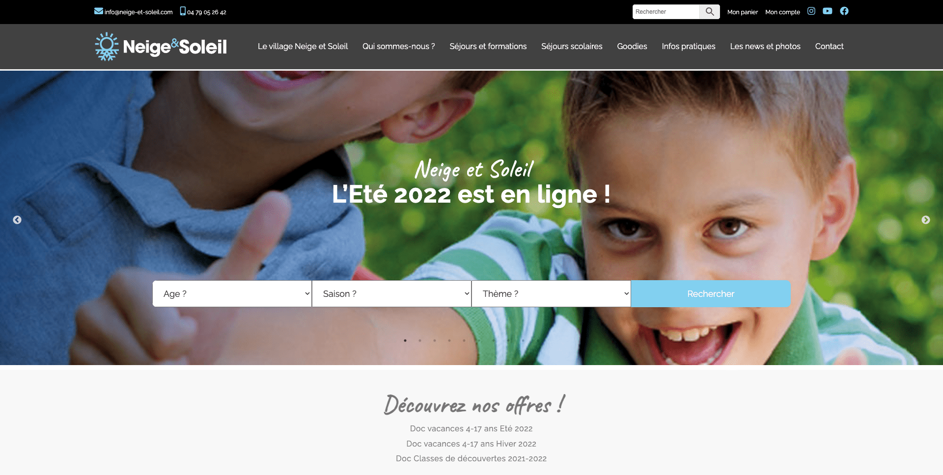 Création d'un site internet organisation de vacances des enfants en Savoie