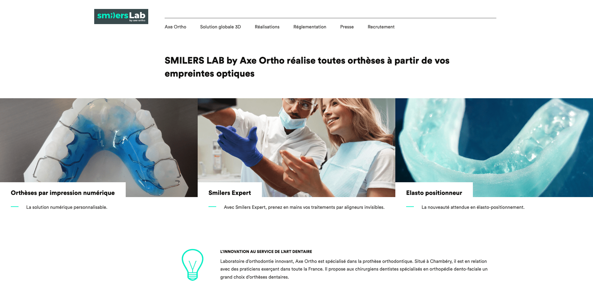 Création site internet AXE ORTHO laboratoire