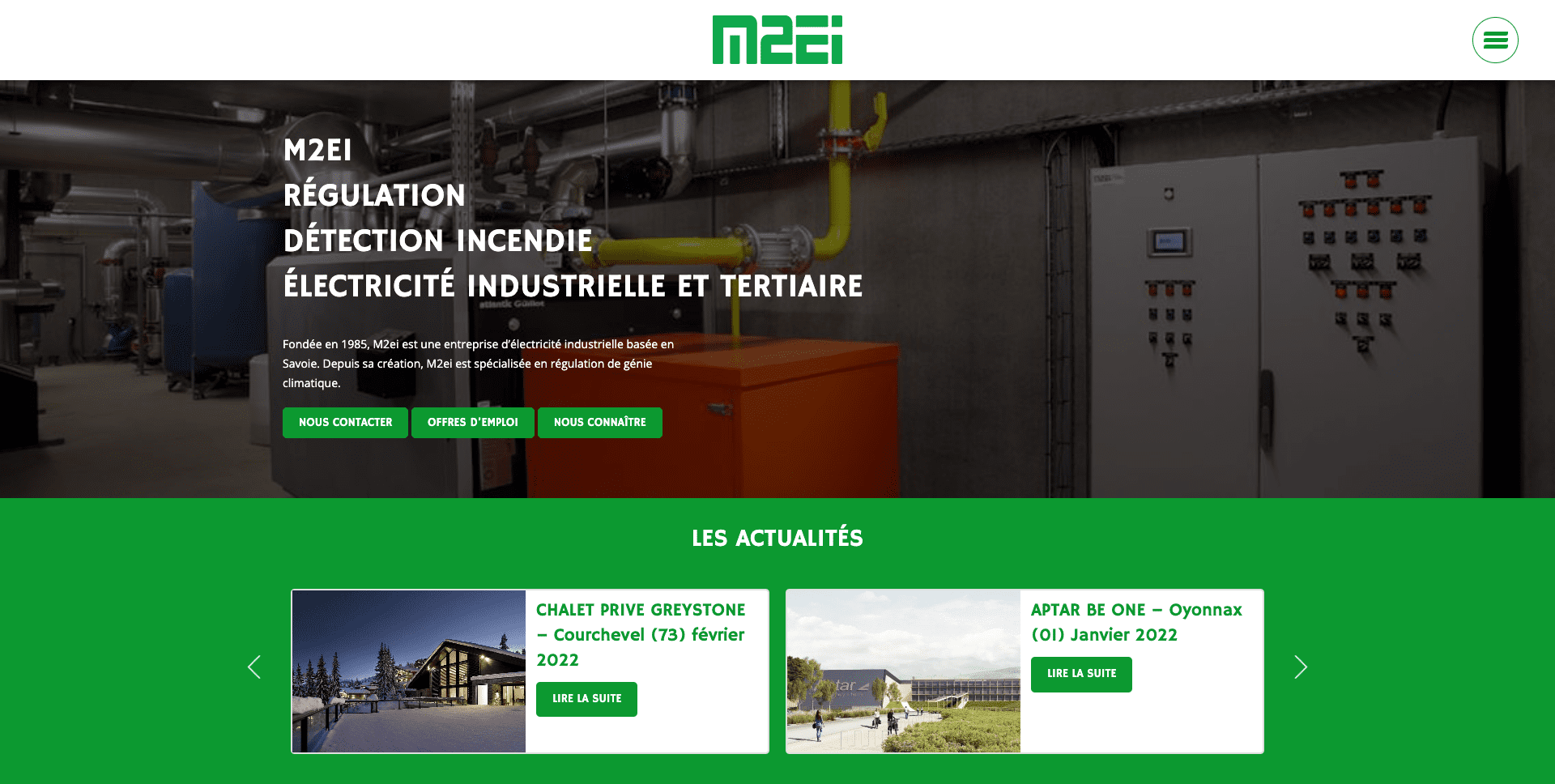 Site web M2ei électricité industrielle et tertiaire