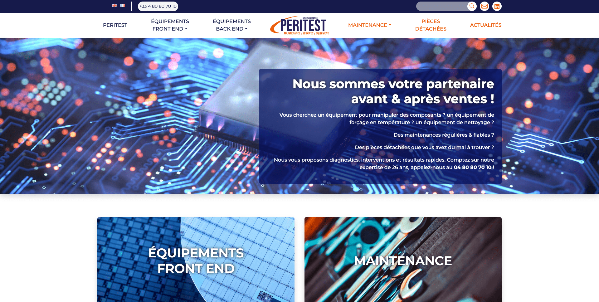 Site internet d'une entreprise Peritest à chambéry