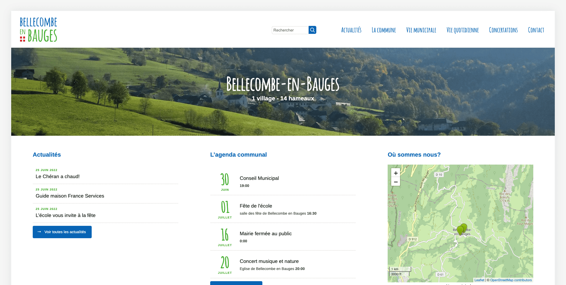 Site internet mairie de bellecombe en bauges
