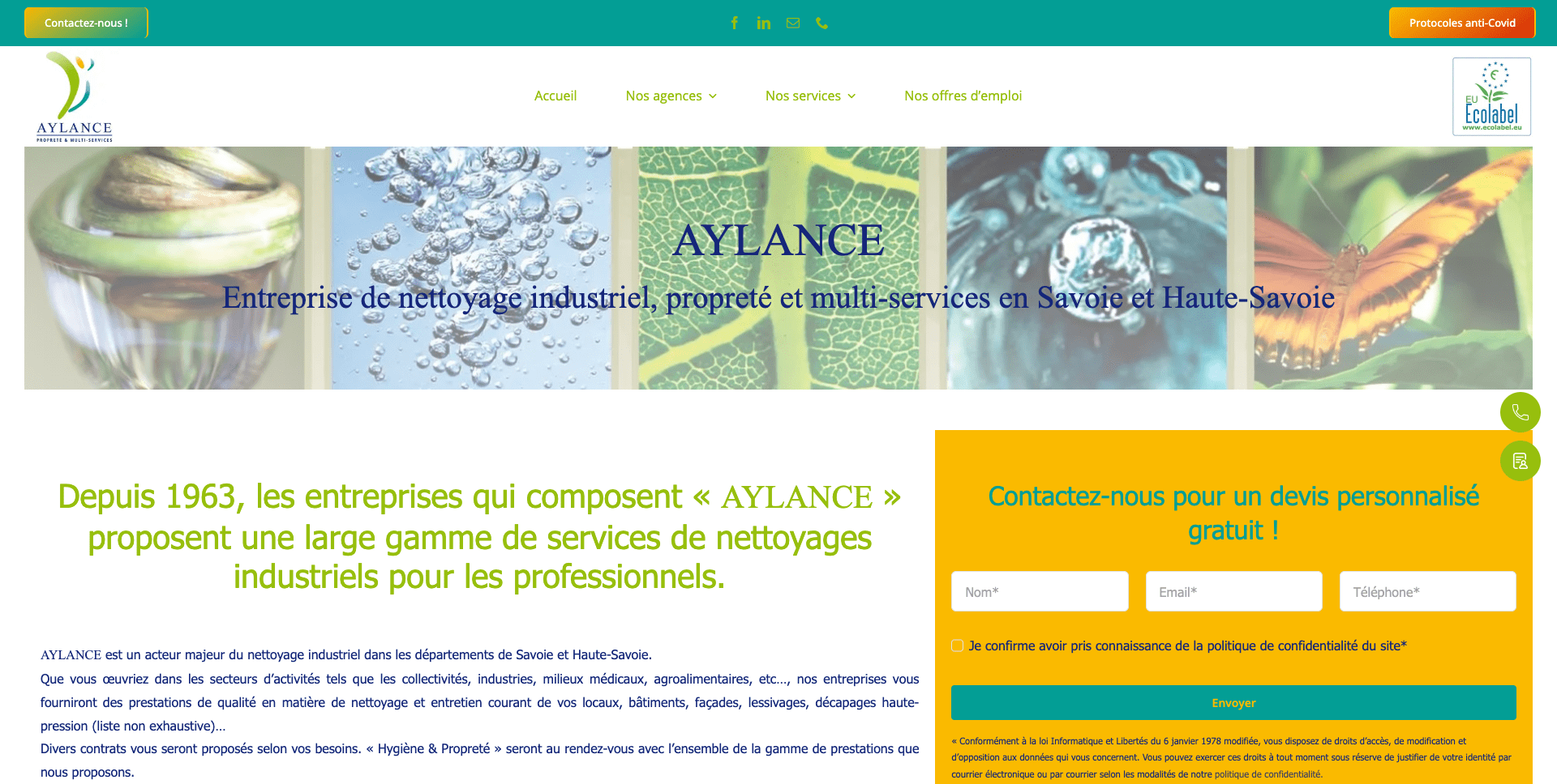 Création site wordpress Aylance nettoyafge à chambéry