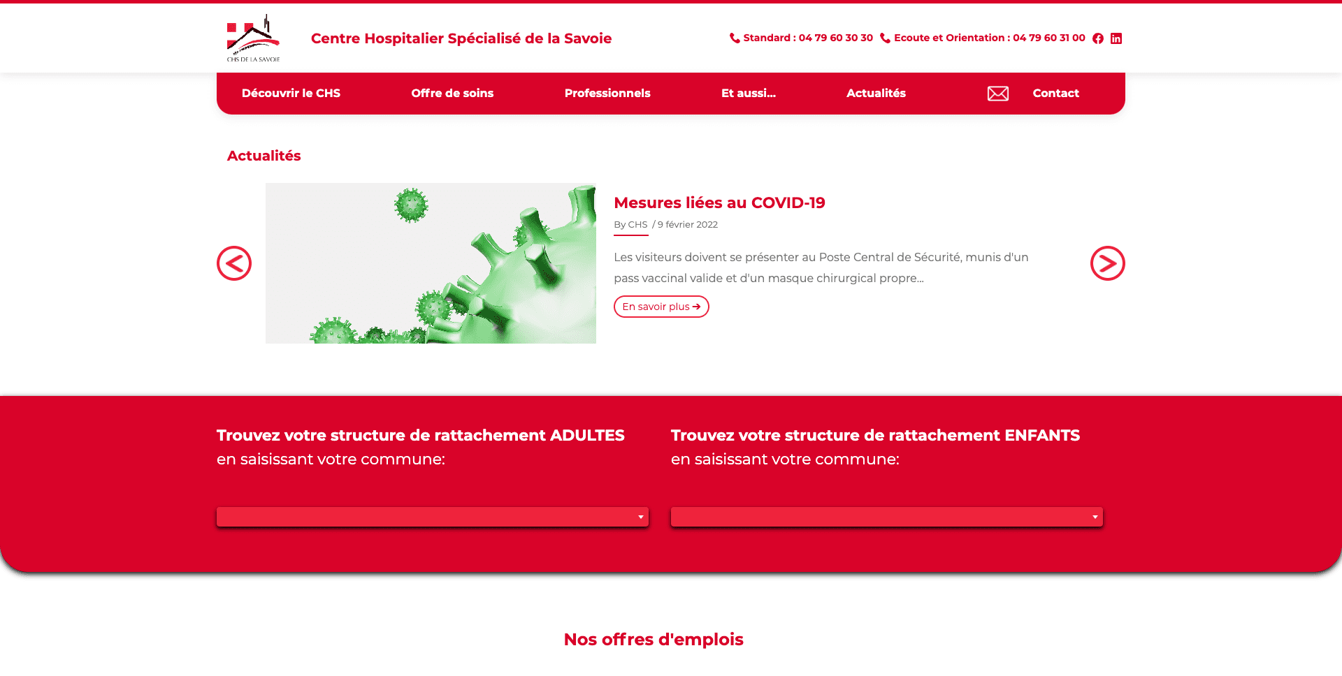 Création site internet centre hospitalier spécialisé de la Savoie