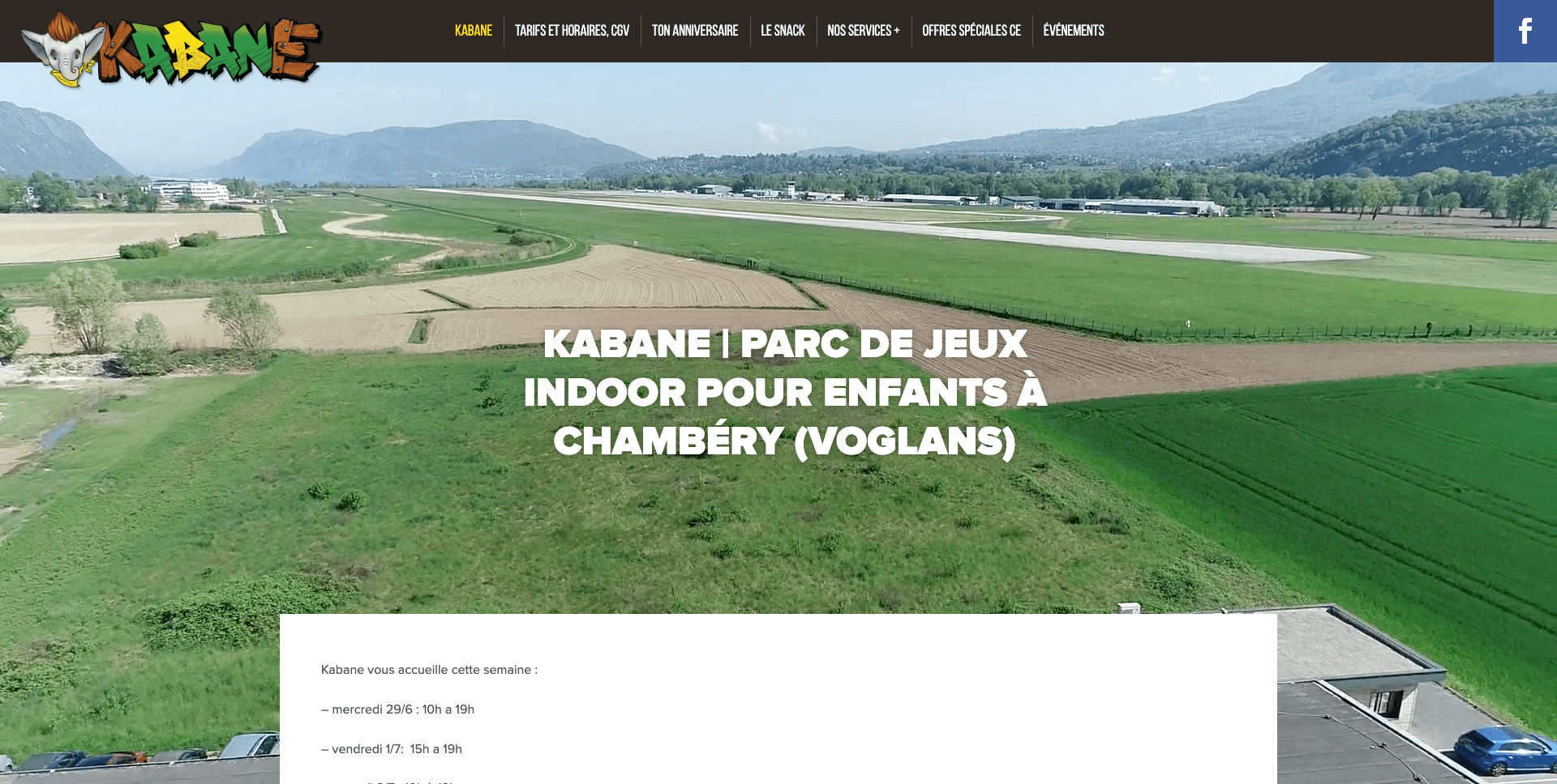 Création site internet Kabane espace parc jeux à Chambéry