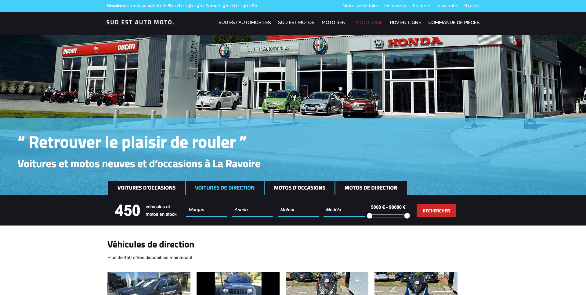 Site internet Sud est auto moto achat véhicule à chambéry