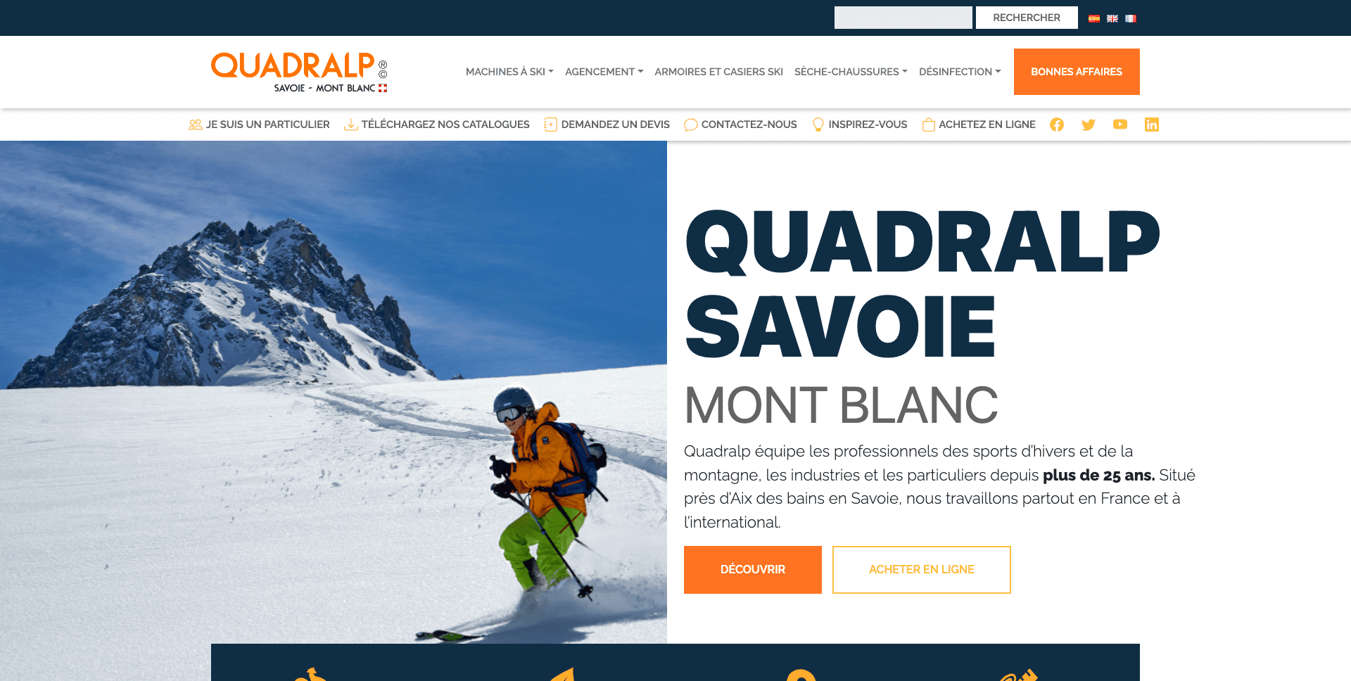 Site internet Quadralp matériels de ski