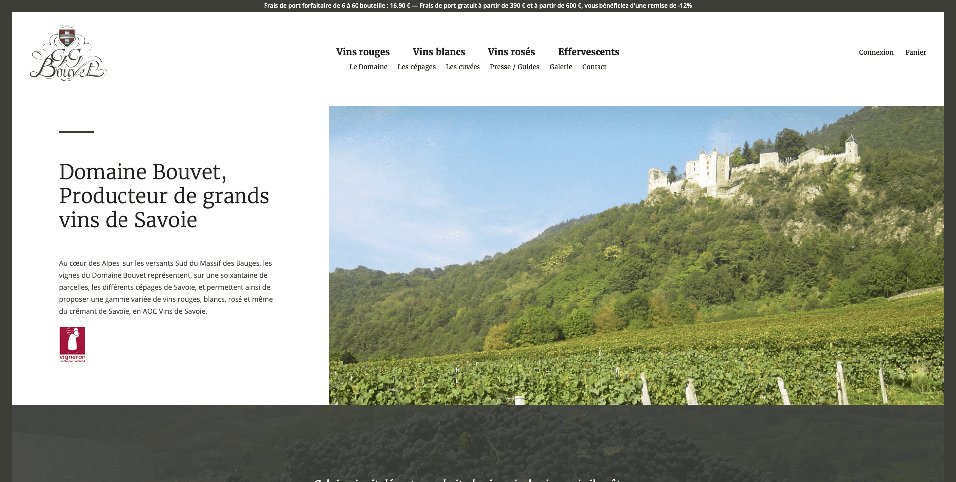 Site internet Domaine Bouvet Producteur de grands vins en Savoie
