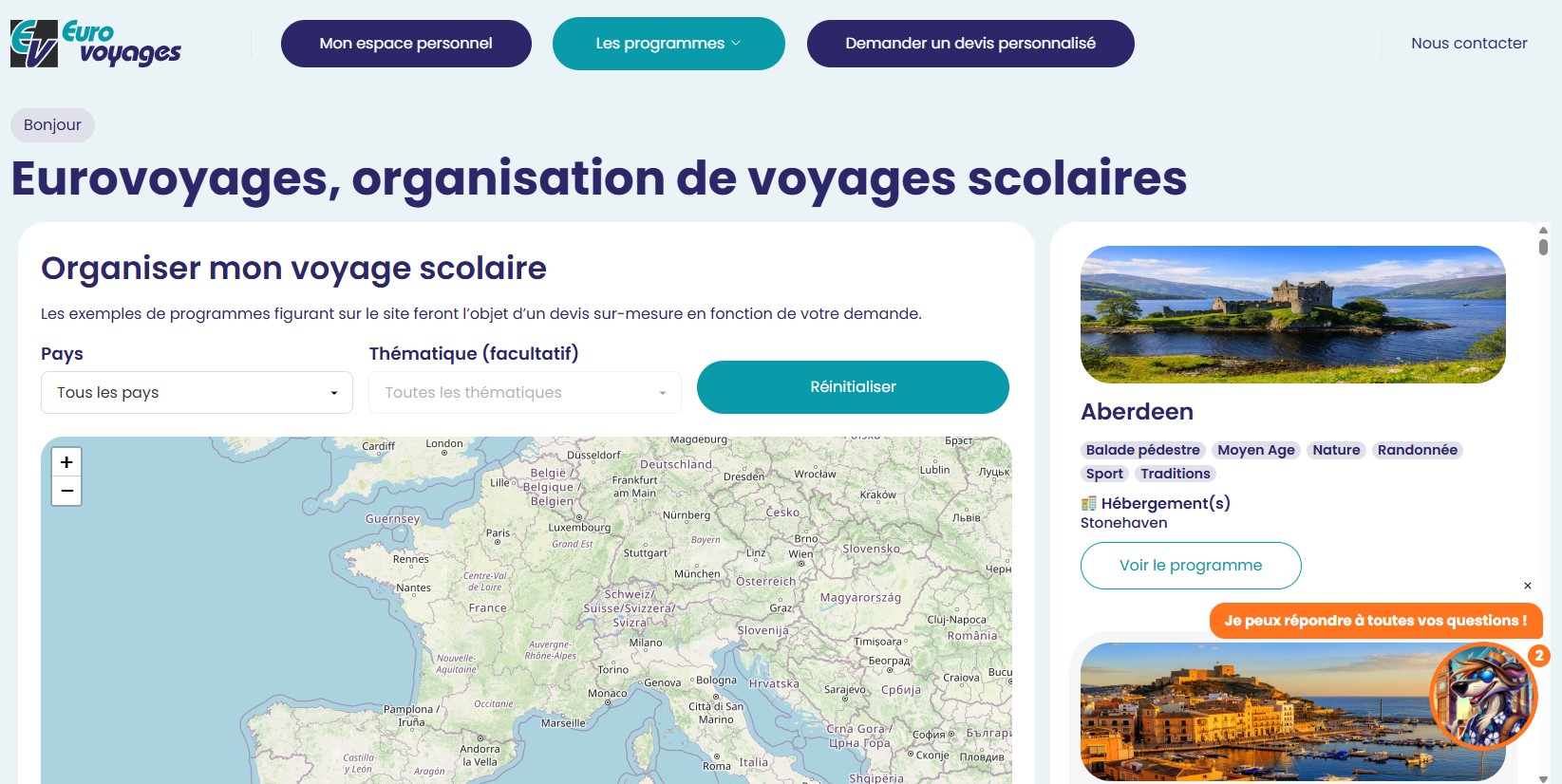 Création site web eurovoyages